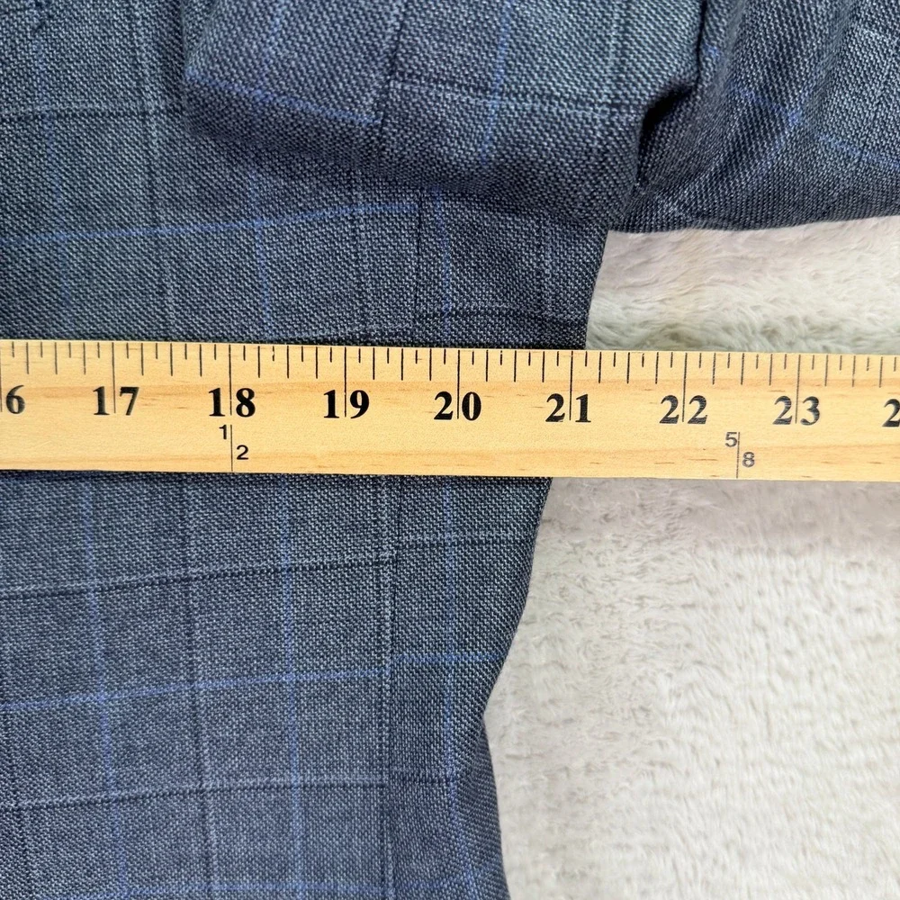 Lauren Ralph Lauren Mens 40R Blazer Blue Silk Wool Windowpane Plaid Sport Coat